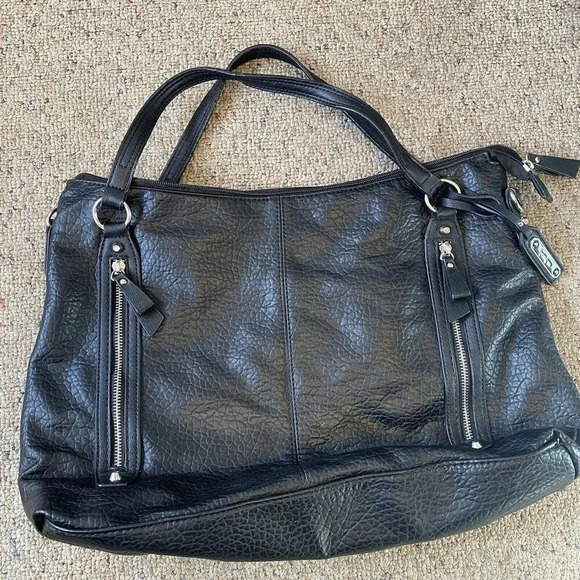 Jessica Simpson Handbag Purse Large Black Faux Leather Medium L18”xH10” - Picture 1 of 5